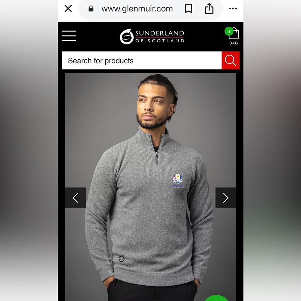 NWT! Mens Glenmuir Ryder Cup Quarter Zip! 100% wool! Made in Scotland!